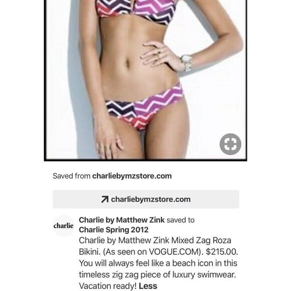 Charlie by Matthew Zink MZ Mixed Zag Rosa Halter Bandeau Bikini Set Sz Large - Picture 4 of 11